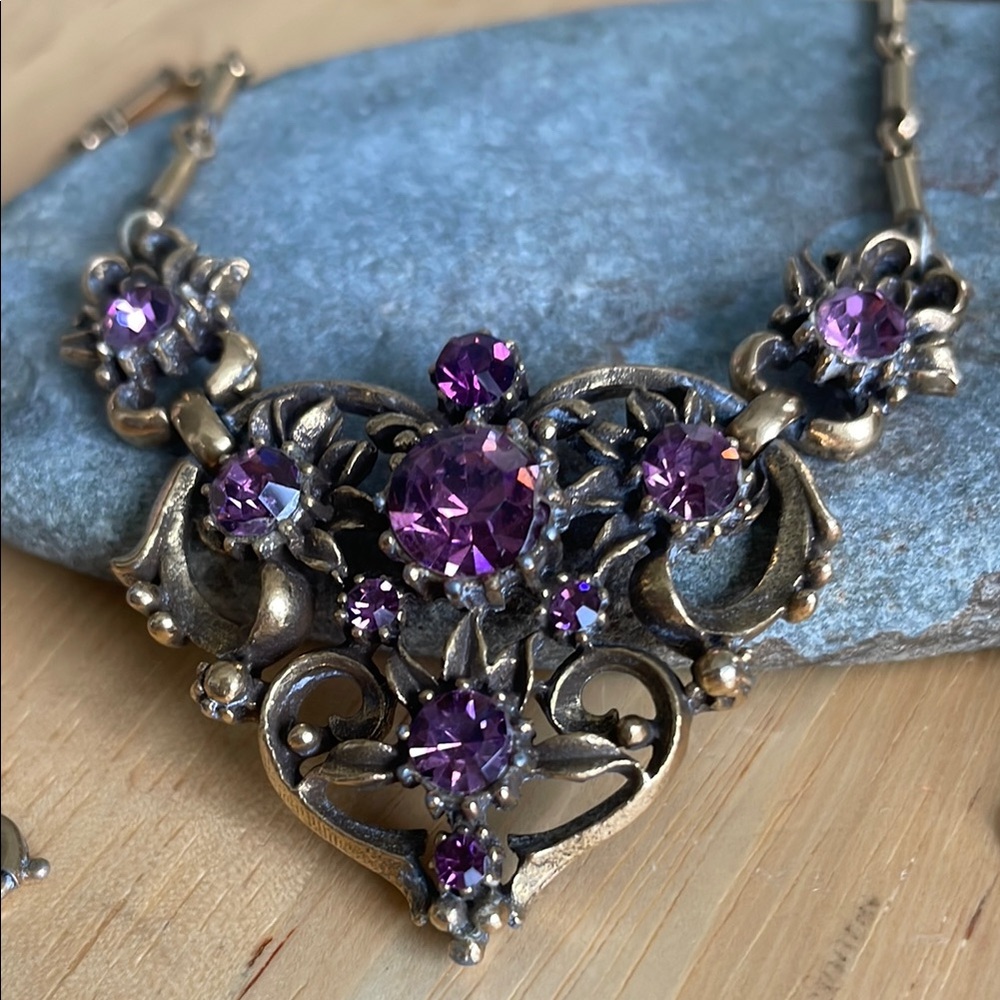 Vintage Coro Choker Gold and Purple Necklace